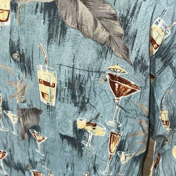 Campia Moda Men's 100% Rayon Blue Cocktails Camp Hawaiian Shirt XXL 0274 - Picture 2 of 7